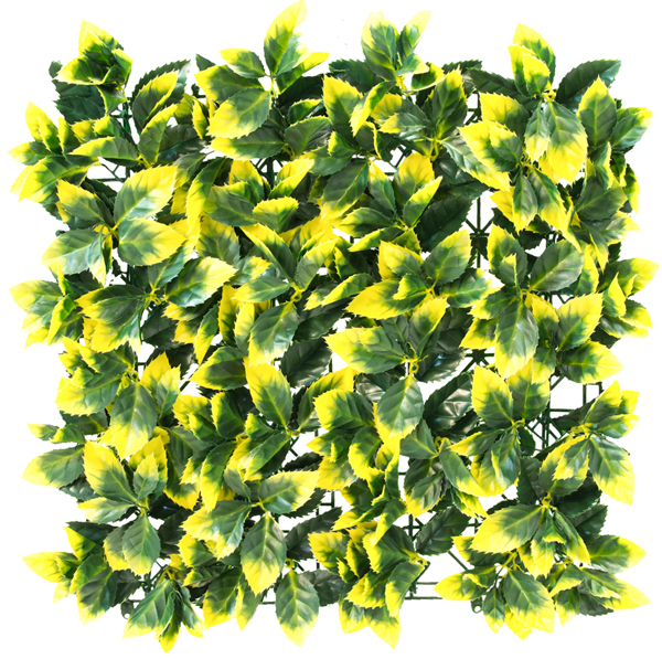 Yellow Leaf Artificial Hedge Outdoor Patio Panels 50cm x 50cm