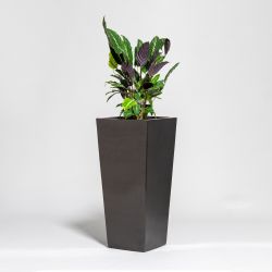 Fioriera cubica in polystone grigio metallizato - 90cm